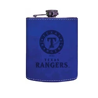 The Memory Company Texas Rangers Three-Pack 8oz. Leather Flask & 2oz. Shot Glass Set