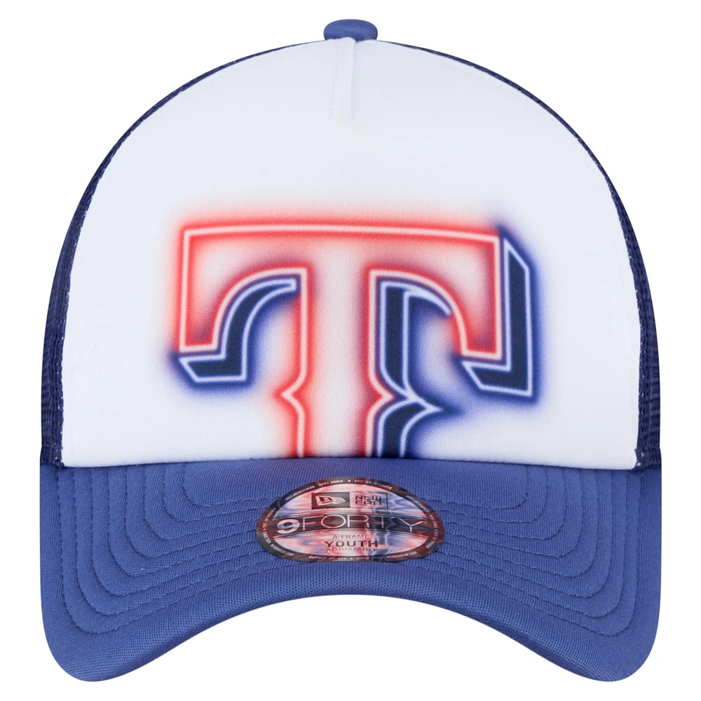 Toddler New Era  White/Royal Texas Rangers Painted A-Frame 9FORTY Trucker Adjustable Hat