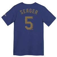 T-shirt Nike Corey Seager bleu Texas Rangers 2024 Gold Collection avec nom et numéro pour tout-petit