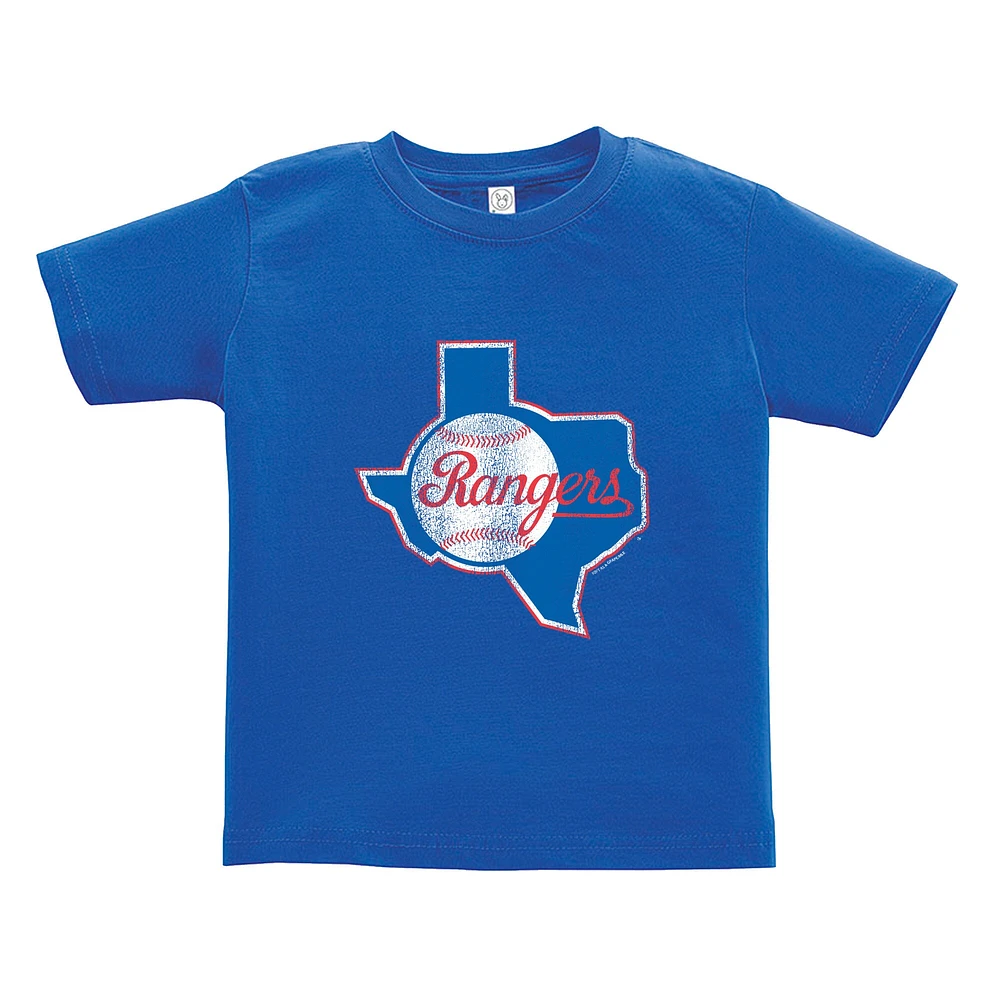 Ensemble de deux t-shirts pour tout-petits, doux comme un raisin, collection Cooperstown, Royal/Gris Texas Rangers