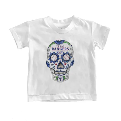 Texas Rangers Tiny Turnip Toddler Sugar Skull T-Shirt - White