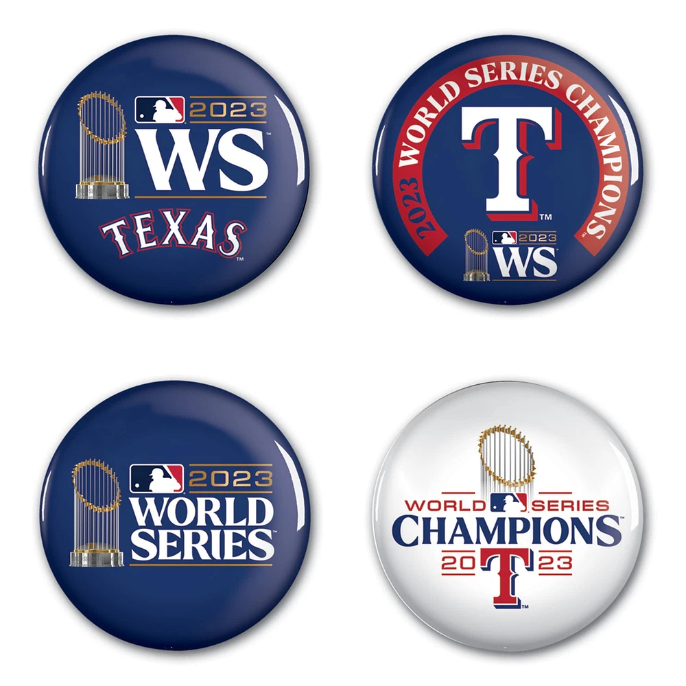 WinCraft  Texas Rangers 2023 World Series Champions Four-Pack Buttons Set