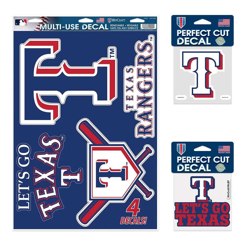 Pack de décalcomanies WinCraft Texas Rangers