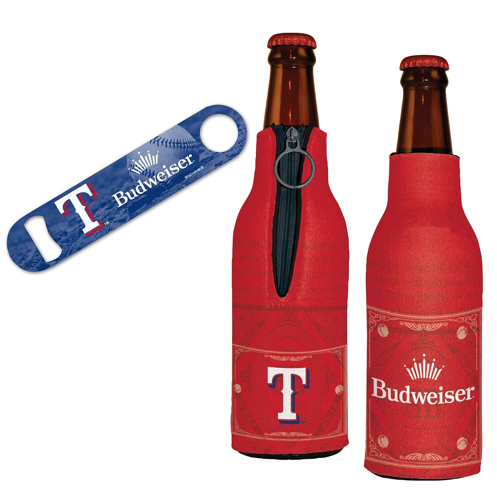 Décapsuleur et 2 refroidisseurs de bouteilles WinCraft Texas Rangers MLB x Budweiser