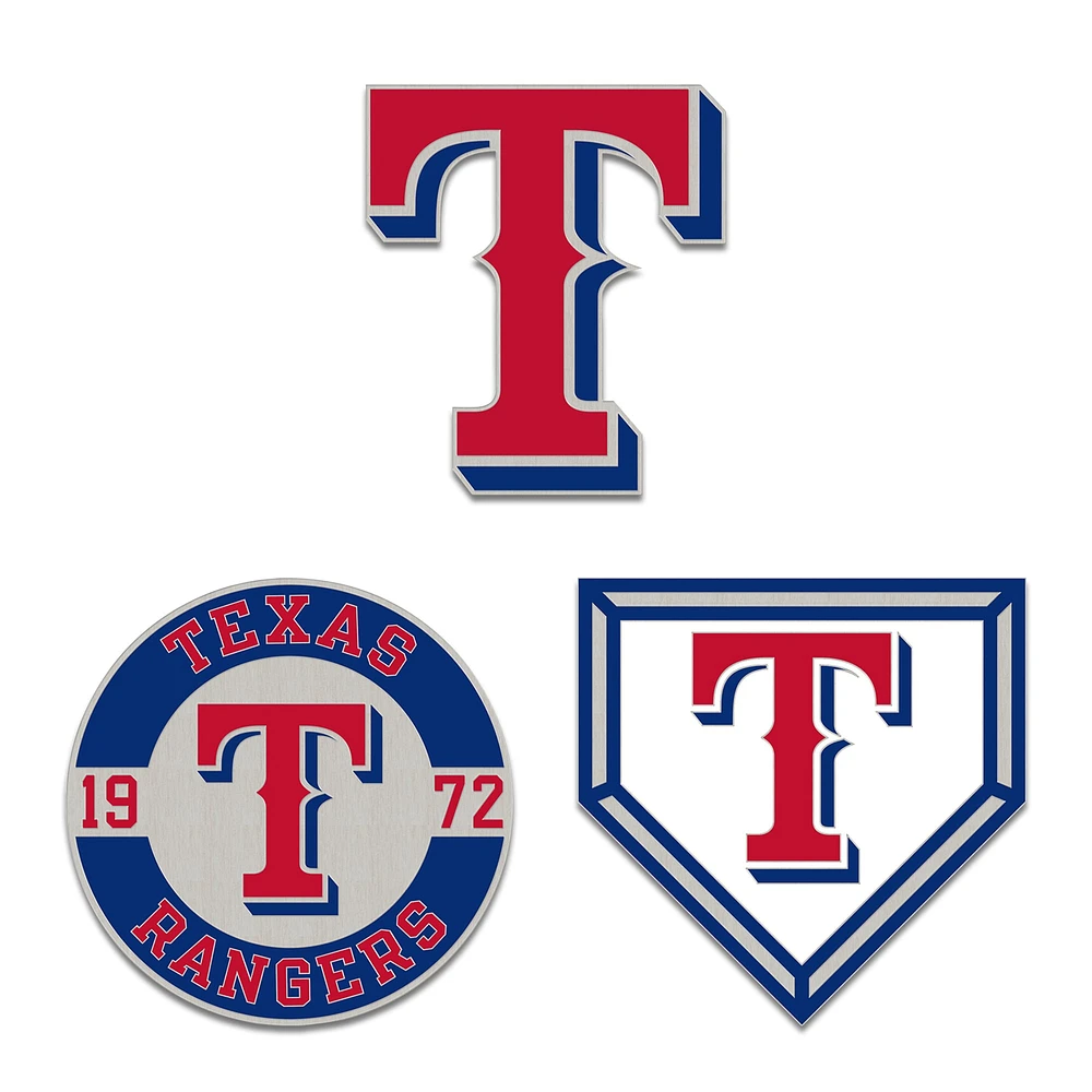 Ensemble de trois broches de pin WinCraft Texas Rangers