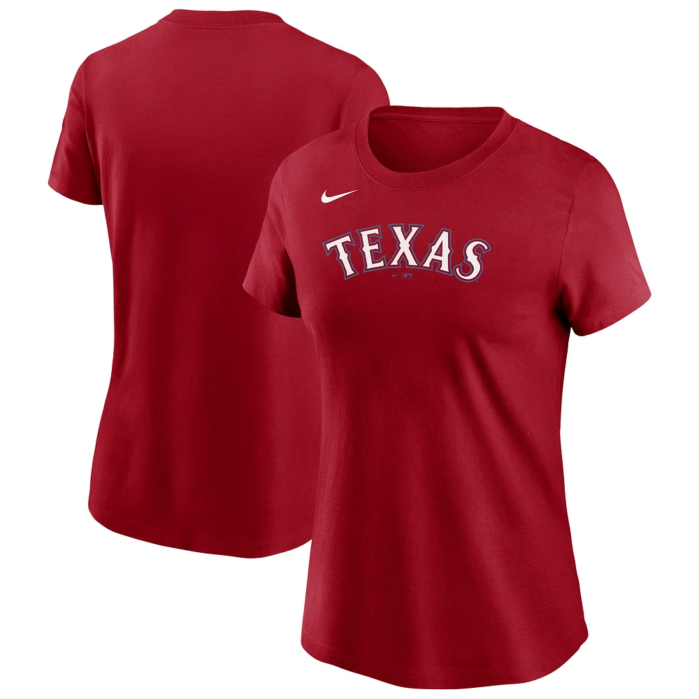 T-shirt Nike rouge Texas Rangers pour femme avec logo