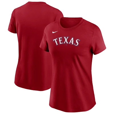 T-shirt Nike rouge Texas Rangers pour femme avec logo