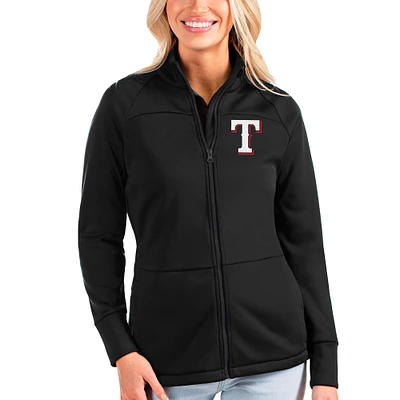 Women's Antigua Black Texas Rangers Links Full-Zip Golf Jacket
