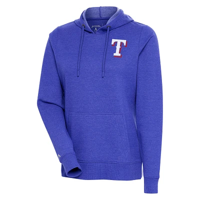Sweat à capuche manches longues Antigua Heather Royal Texas Rangers Action pour femme
