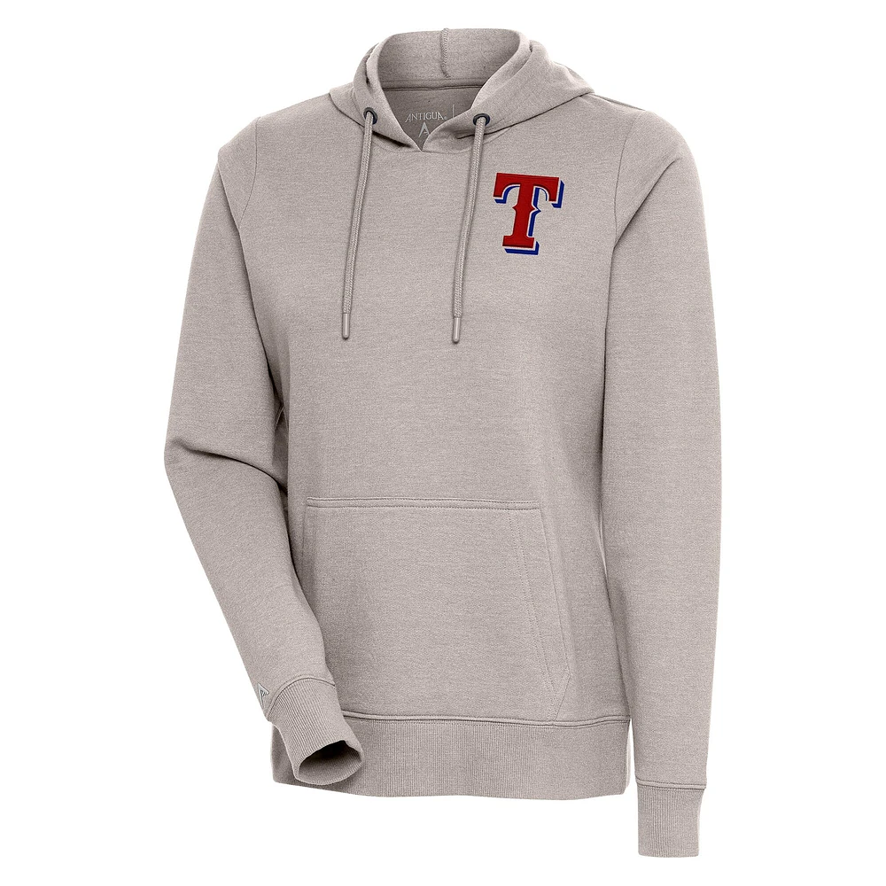 Sweat à capuche manches longues Antigua Oatmeal Texas Rangers Action pour femme