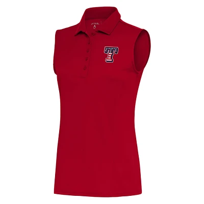 Polo hommage sans manches patriotique rouge Antigua Texas Rangers pour femme