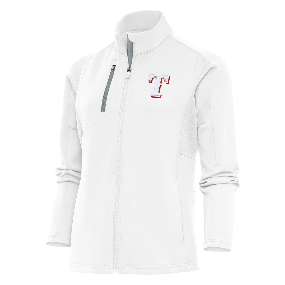 Women's Antigua White Texas Rangers Logo Generation Full-Zip Jacket