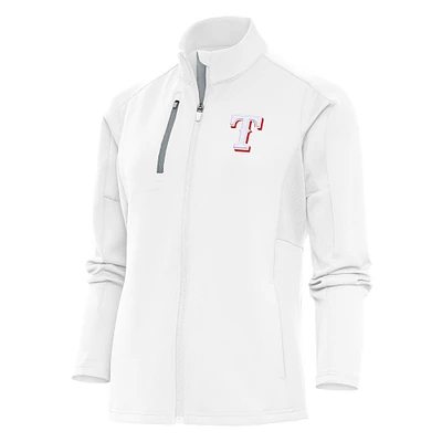 Women's Antigua White Texas Rangers Logo Generation Full-Zip Jacket