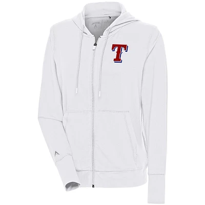 Veste zippée intégrale pour femme Antigua White Texas Rangers Moving