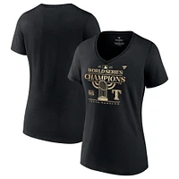 T-shirt noir à col en V pour femme Texas Rangers 2023 World Series Champions Parade