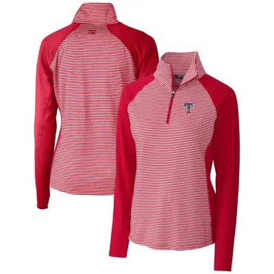 Texas Rangers Cutter & Buck Women's Americana Logo Forge Tonal Stripe Stretch Half-Zip Pullover Top