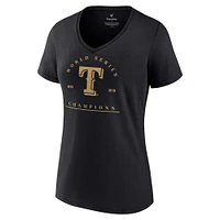 T-shirt à col en V Fanatics Adolis Garcia pour femmes, noir, Texas Rangers 2023 World Series Champions, grande taille, nom et numéro