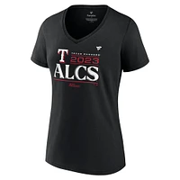 T-shirt noir à col en V pour femmes Fanatics Texas Rangers 2023 Division Series Winner Locker Room