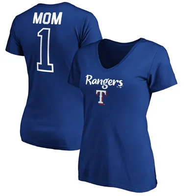 Texas Rangers Fanatics Branded Women's #1 Mom Logo V-Neck T-Shirt - Royal