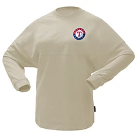 T-shirt à manches longues scintillant pour femmes Fanatics Cream Texas Rangers 2023 World Series Champions