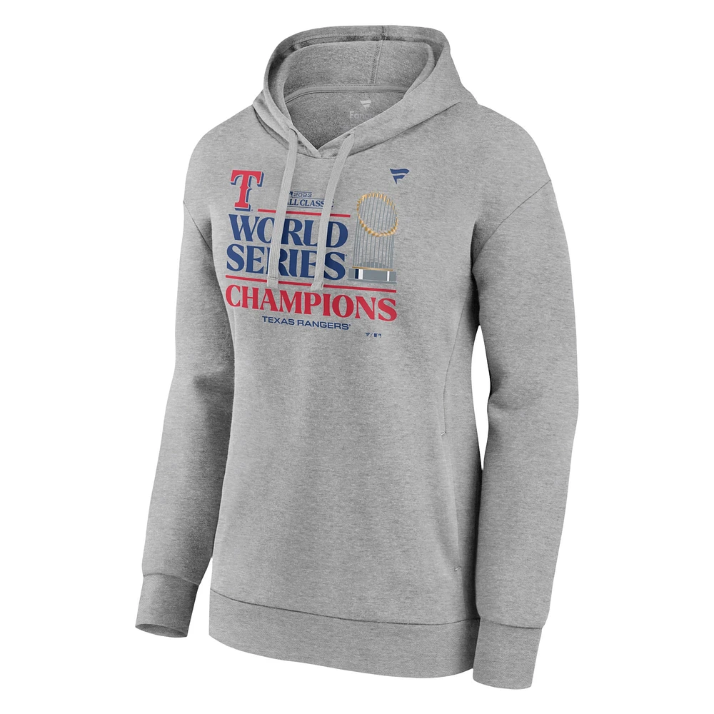 Sweat à capuche grande taille pour femmes Fanatics Heather Grey Texas Rangers 2023 World Series Champions Locker Room