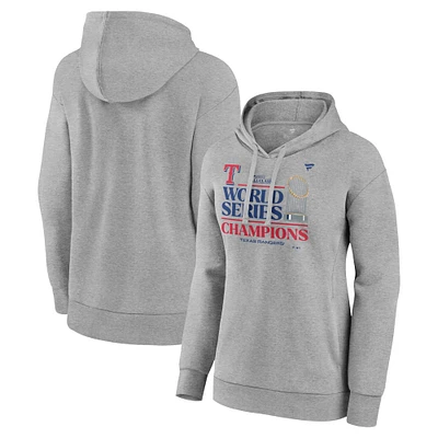 Women's Fanatics Heather Gray Texas Rangers 2023 World Series Champions Locker Room Plus Pullover Hoodie