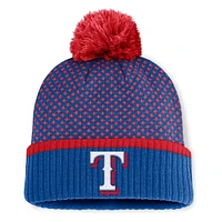 Bonnet tricoté à revers et pompon en jacquard Fundamental Royal Texas Rangers Fanatics pour femme