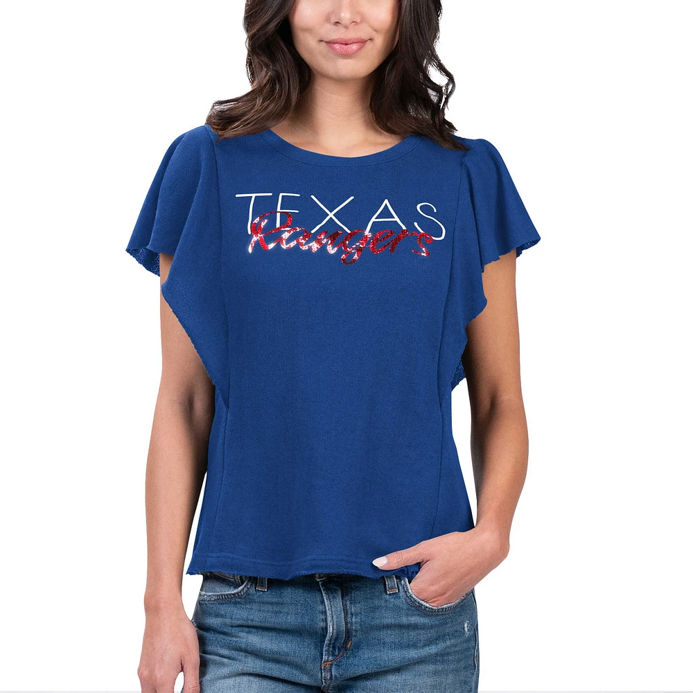 T-shirt Crowd Wave G-III 4Her par Carl Banks pour femmes des Royal Texas Rangers