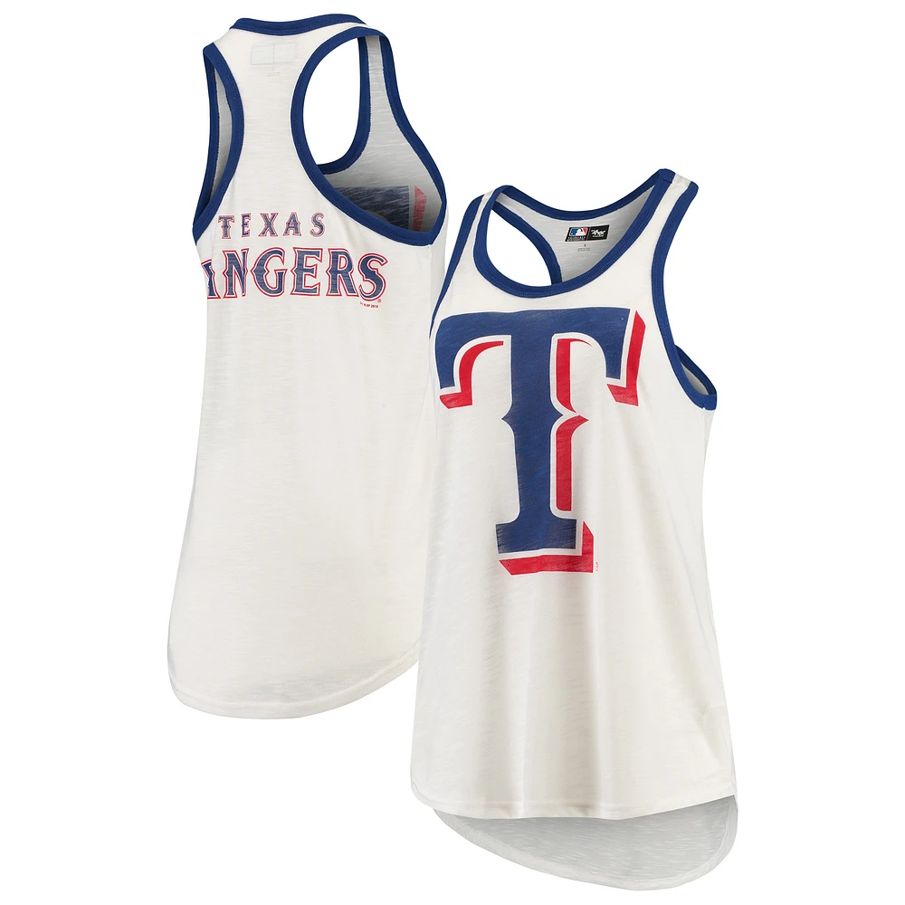 Women's G-III 4Her by Carl Banks White Texas Rangers Tater Racerback Tank Top