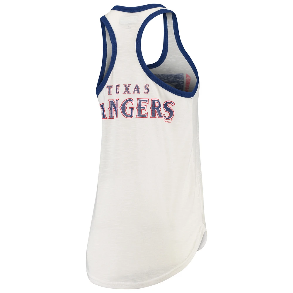 Women's G-III 4Her by Carl Banks White Texas Rangers Tater Racerback Tank Top