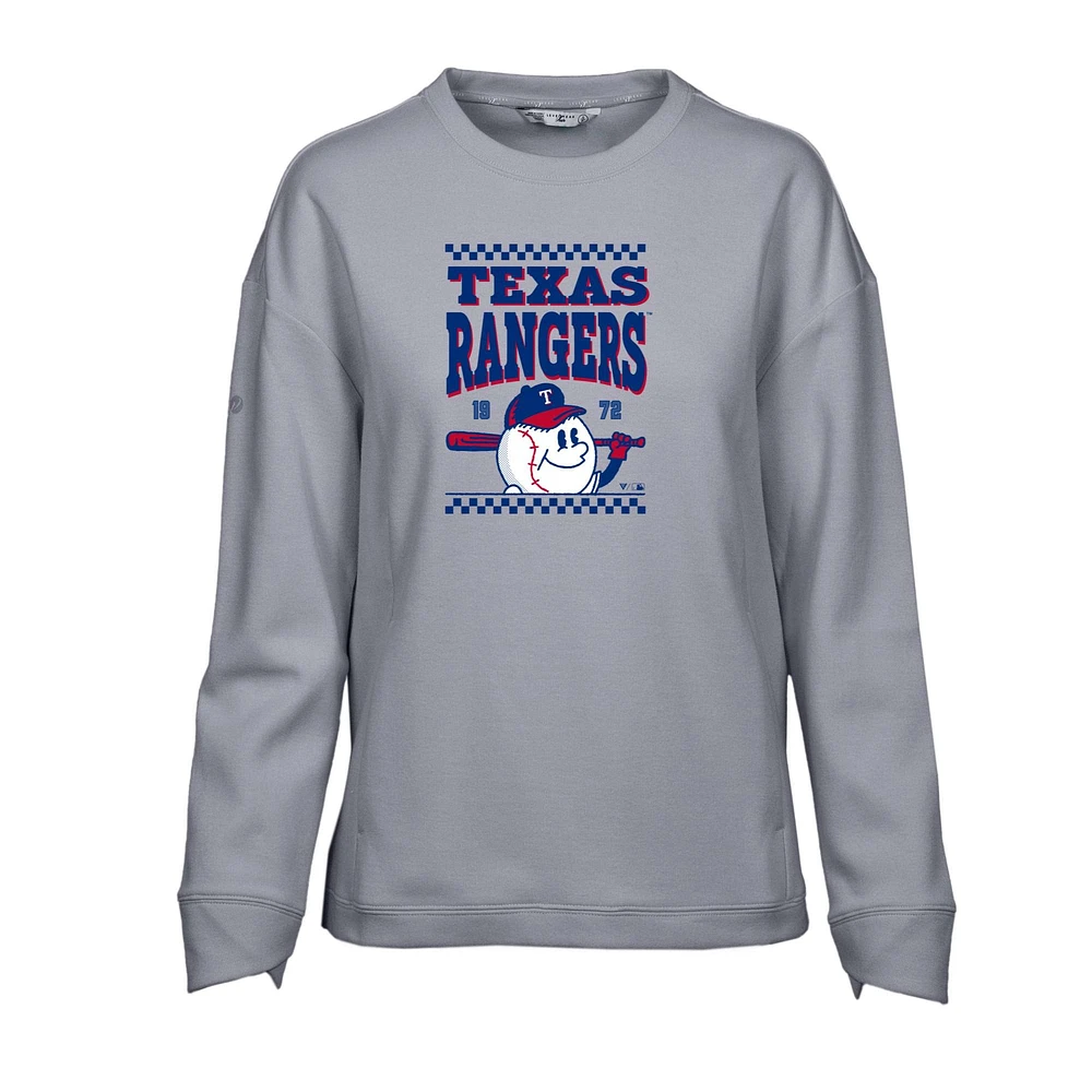 Women's Levelwear Gray Texas Rangers Fiona Inaugural Pullover Sweatshirt