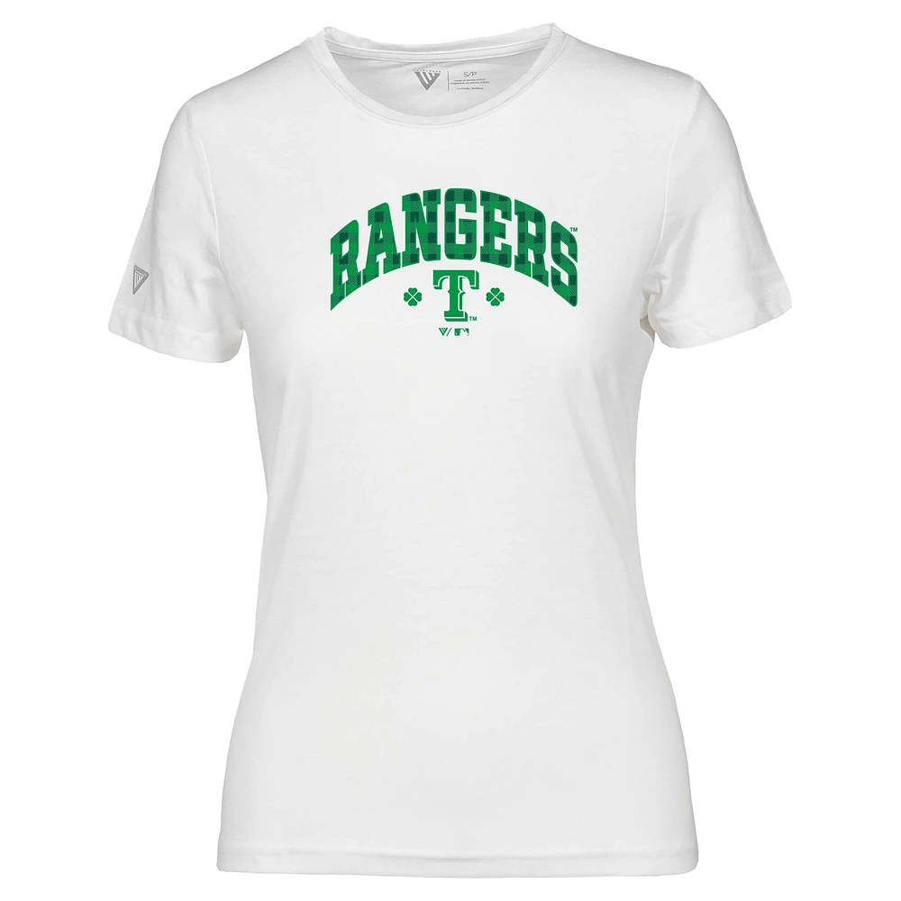 T-shirt à carreaux Maddox pour la Saint-Patrick des Texas Rangers femme Levelwear blanc