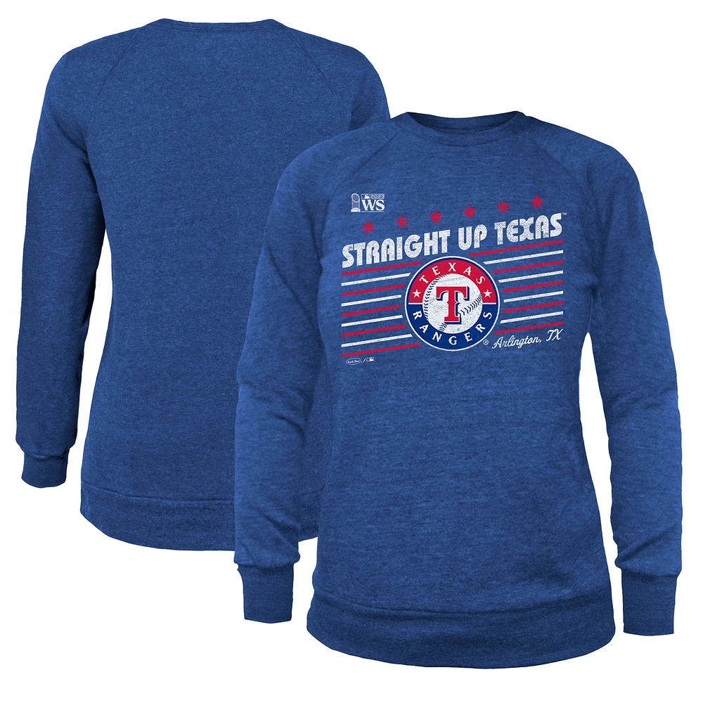 Sweat-shirt Majestic Threads Royal Texas Rangers 2023 World Series Local Lines pour femmes