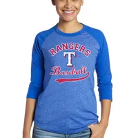 Majestic Threads Women's Majestic Threads Royal Chicago Cubs Team Baseball  Three-Quarter Raglan Sleeve Tri-Blend T-Shirt