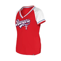 Women's New Era Red Texas Rangers Gameday Raglan V-Neck T-Shirt