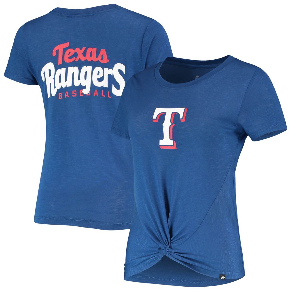New Era Women's New Era Royal Texas Rangers 2-Hit Front Twist Burnout T- Shirt