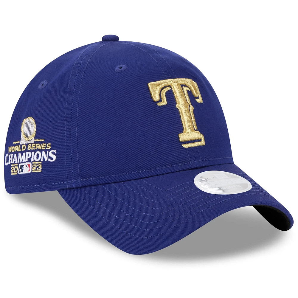 Casquette réglable 9TWENTY New Era Royal Texas Rangers 2024 Gold Collection pour femme