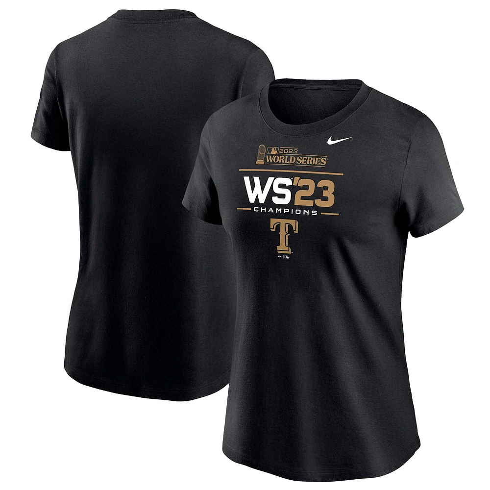 T-shirt Nike noir Texas Rangers 2023 World Series Champions Lockup pour femme