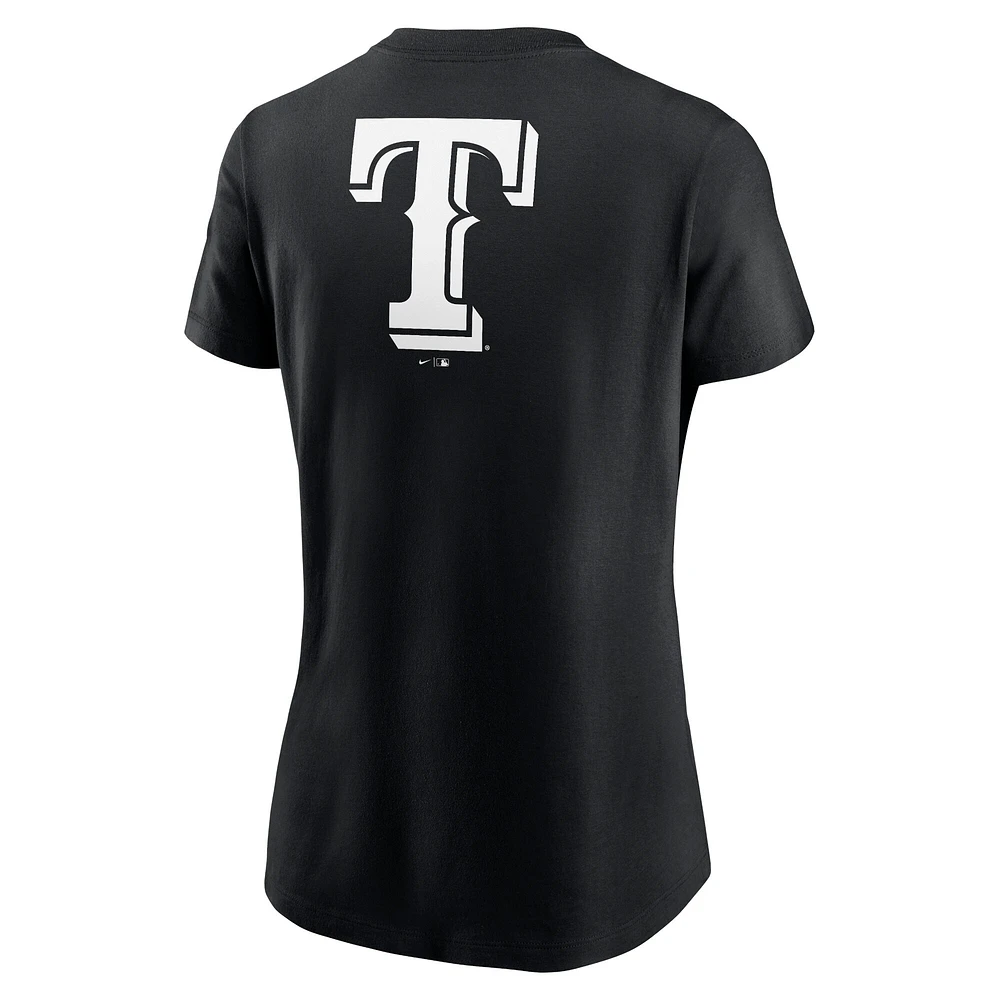 T-shirt à enfiler Nike Texas Rangers pour femme, noir