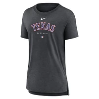 T-shirt à trois mélanges Nike Heather Charcoal Texas Rangers Authentic Collection Early Work pour femme