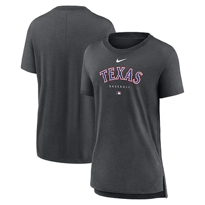 Women's Nike Heather Charcoal Texas Rangers Authentic Collection Early Work Tri-Blend T-Shirt