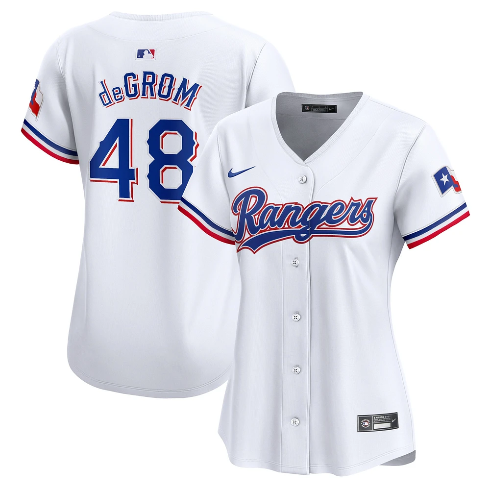 Maillot de joueur Nike Jacob deGrom blanc Texas Rangers Home Limited pour femme