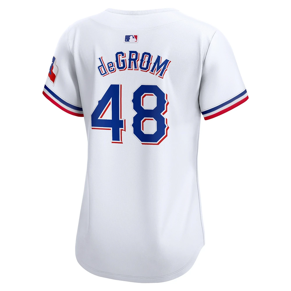 Maillot de joueur Nike Jacob deGrom blanc Texas Rangers Home Limited pour femme