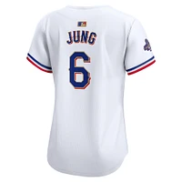 Maillot de joueur Nike Josh Jung blanc Texas Rangers 2024 Gold Collection Limited pour femme