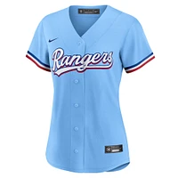 Maillot d'équipe Nike Texas Rangers Alternate Replica bleu clair pour femme