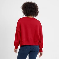 Women's Nike Red Texas Rangers Oversized High Hip Pullover Sweatshirt