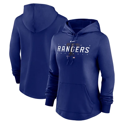 Sweat à capuche Nike Royal Texas Rangers Authentic Collection Pregame Performance pour femme