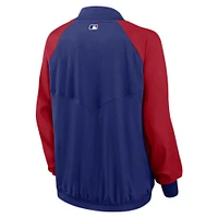 Veste à glissière intégrale Nike Royal Texas Rangers Authentic Collection Team Raglan Performance pour femme