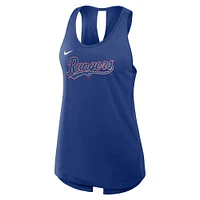 Women's Nike Royal Texas Rangers Crisscross Performance Tank Top