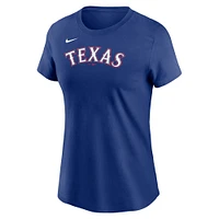 Women's Nike  Royal Texas Rangers Fuse Wordmark T-Shirt